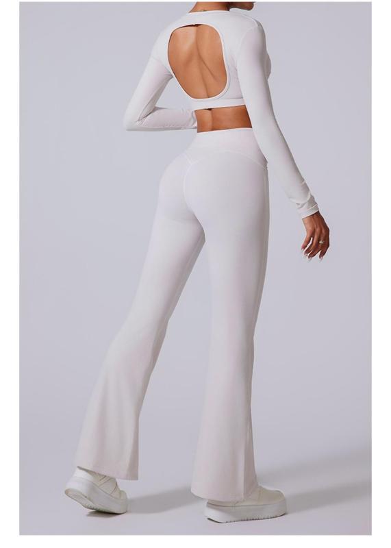 White Flare Leggings Yoga Pants Women High Waist Gym Wide Leg Pants