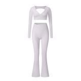 White Flare Leggings Yoga Pants Women High Waist Gym Wide Leg Pants