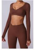 Brown Flare Leggings Yoga Pants Women High Waist Gym Wide Leg Pants