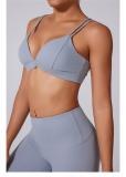 Gray Straps V Neck Crop Tops Skinny Pants Fitness Women Yoga Gym Sports Dress