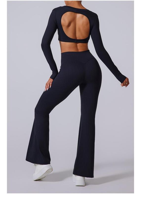 Black Flare Leggings Yoga Pants Women High Waist Gym Wide Leg Pants