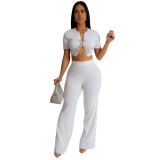 White Women’s Fashionable Two-Piece Party Pant Sets Suits