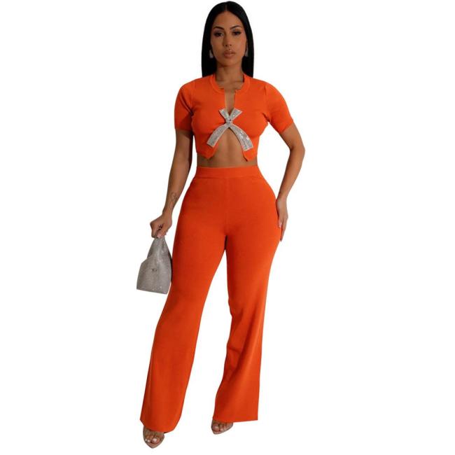 Orange Women’s Fashionable Two-Piece Party Pant Sets Suits