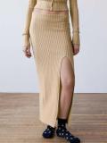 Light Yellow Women’s Summer Knitted Two-Piece Set Fashion Lady Sweater Dress