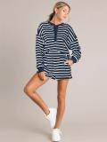 Navy Chic Striped Summer Sets Long-Sleeve Tee & Shorts Combo