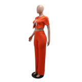 Orange Women’s Fashionable Two-Piece Party Pant Sets Suits