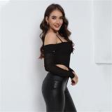 Black Strapless Mesh Lace Off Shoulder Sexy Cut Out Lace Up Club Crop Tops
