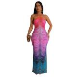 Rose Red Glamour Diamond Long Dress – Sleek Slim Fit with European-American Elegance