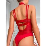 Red Mesh Bandage Sexy Nights Women Body Suits Lingerie