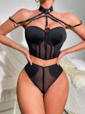 Black Mesh Corsets Sexy See Through Sexual Nights Lingerie