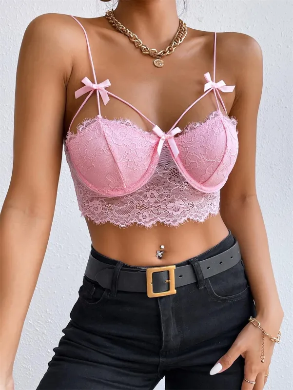 Pink Chic Backless Fishbone Black Vest with Lace Detailing for a Stunning Look