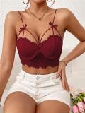 Claret Chic Backless Fishbone Black Vest with Lace Detailing for a Stunning Look