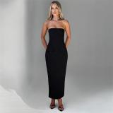 Black Off Shoulder Bodycon Sleeveless Luxury Office Lady Midi Dress