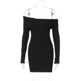 Black Off Shoulder Low Cut Bodycon Nights Club Mini Dress