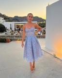Purple Off Shoulder Lace Embroidered Luxury Women Party Midi Skirt Dress