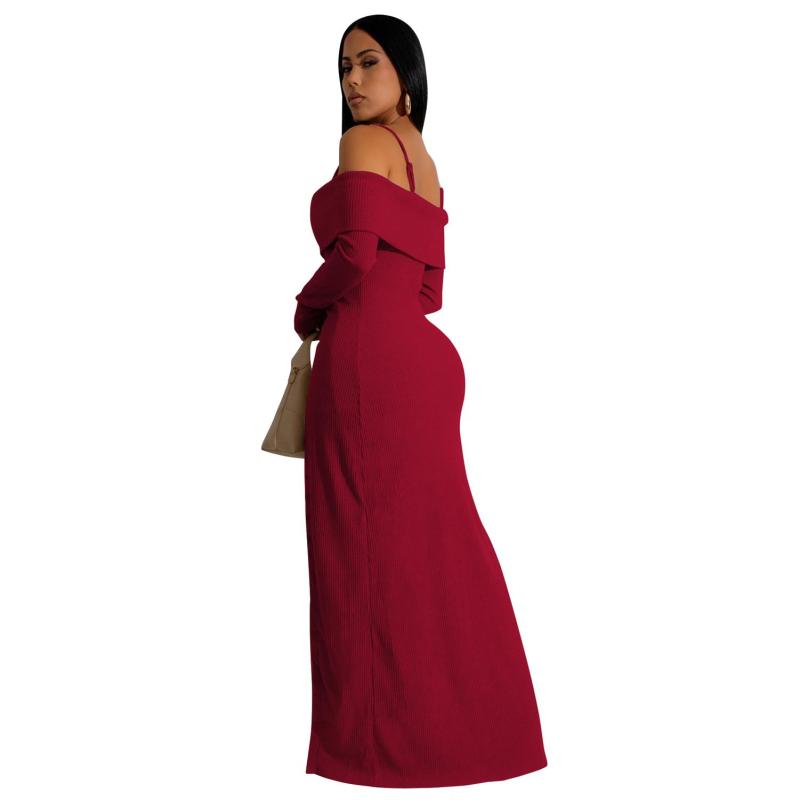 Claret Off Shoulder Straps Cotton Striped Tops Wide Leg Fashion Casual Women Pant Sets