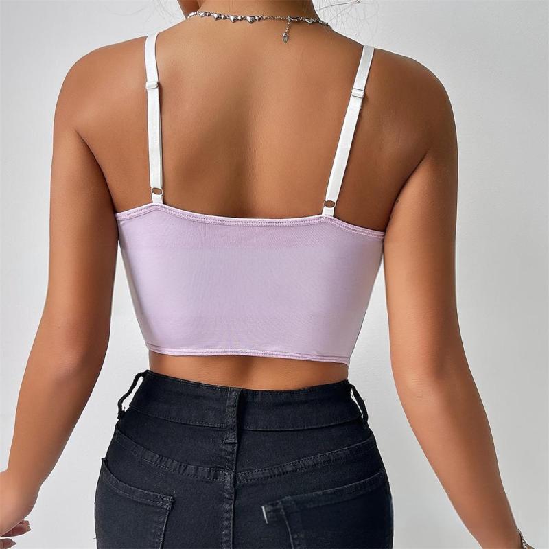 White Purple Lace Underwire Fish-bone See Through Sexy Corset Camisoles