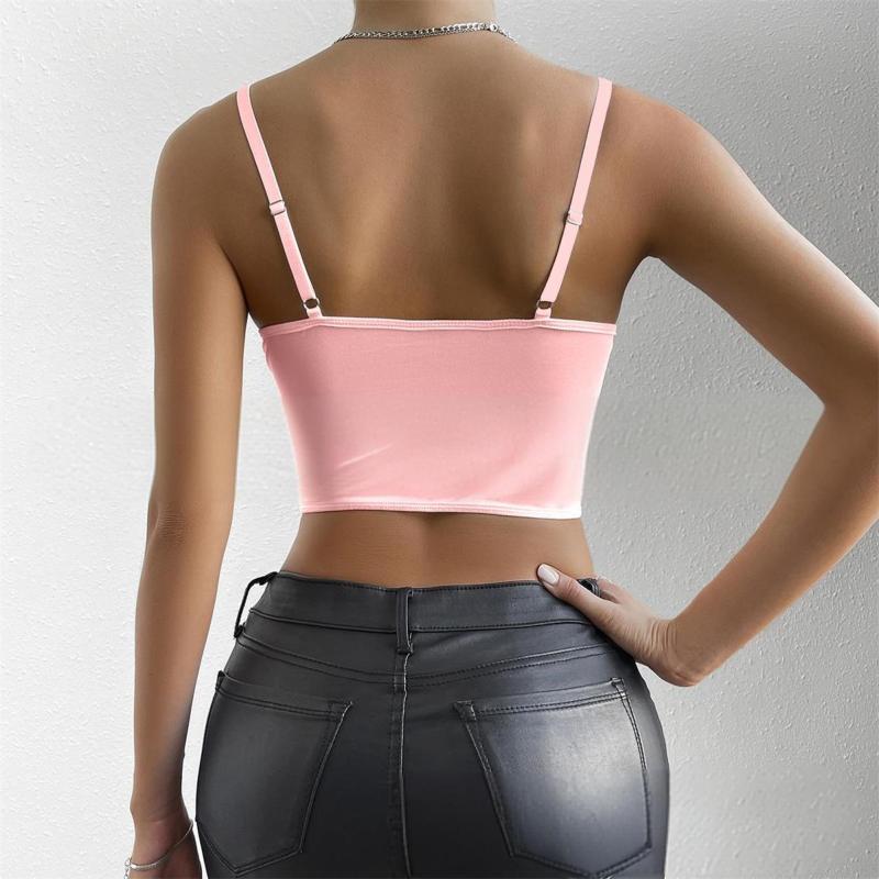 Pink Lace Underwire Fish-bone See Through Sexy Corset Camisoles