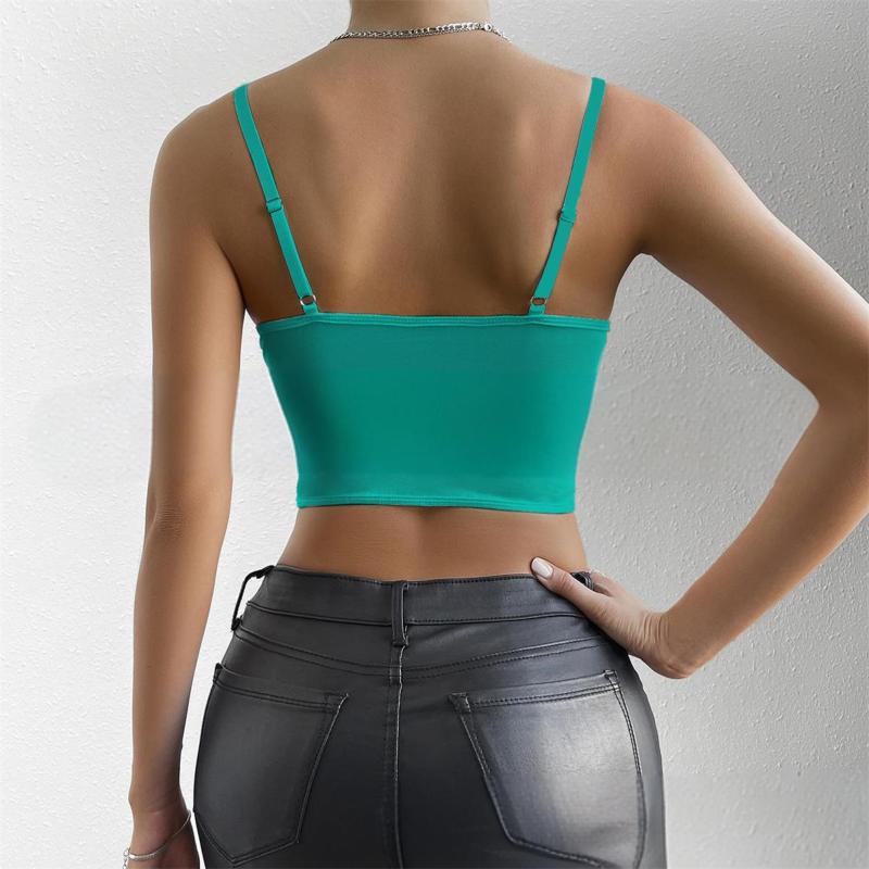 Green Lace Underwire Fish-bone See Through Sexy Corset Camisoles