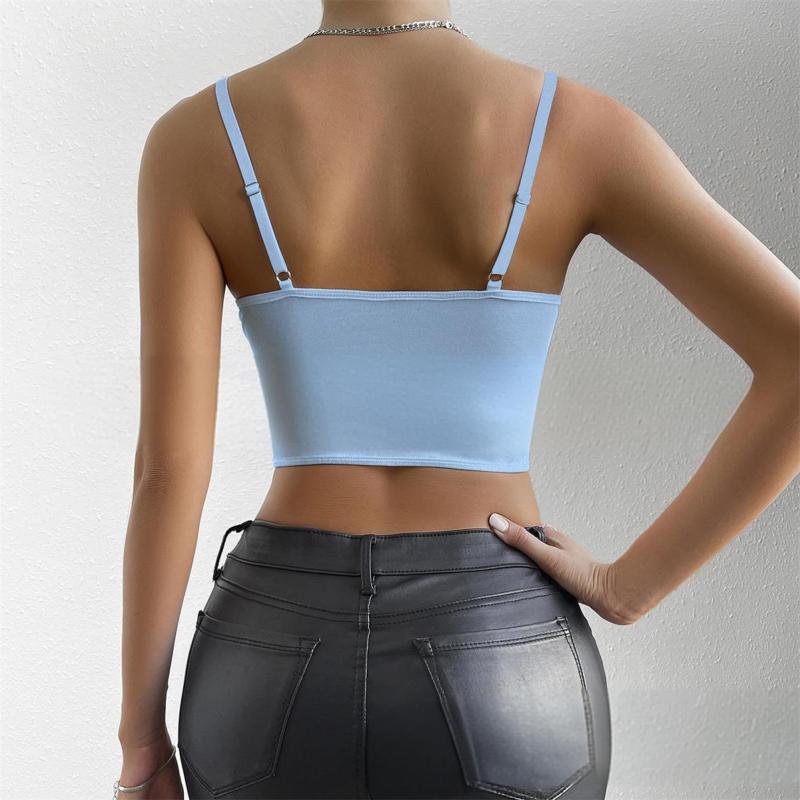 LightBlue Lace Underwire Fish-bone See Through Sexy Corset Camisoles