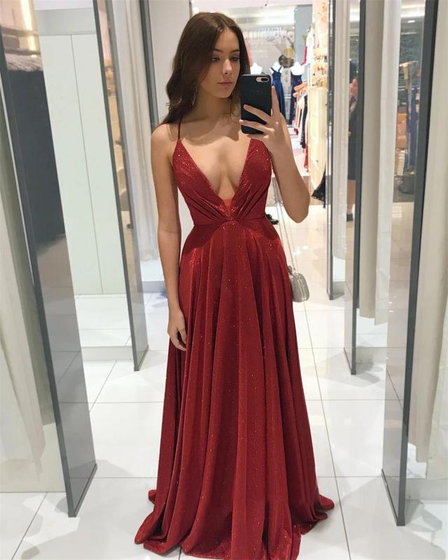 Red Sleeveless Deep V Neck Silk Pleated Elegant Lace Up Evening Maxi Dress