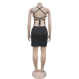Black Strapless Diamonds Sexy Back Lace Up Bandage Mini Club Dress