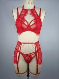Red Sexy Lace 3PCS Bra & Brief Sets Lingerie
