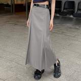 Gray Fashion Women Pleated Skirt Maxi Dress