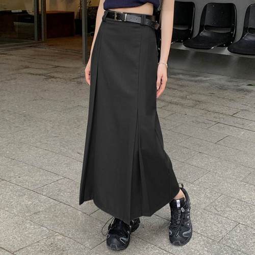 Black Fashion Women Pleated Skirt Maxi Dress