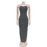 Black Off the Shoulder Elegant Round Diamonds Split Sexy Prom Formal Dress