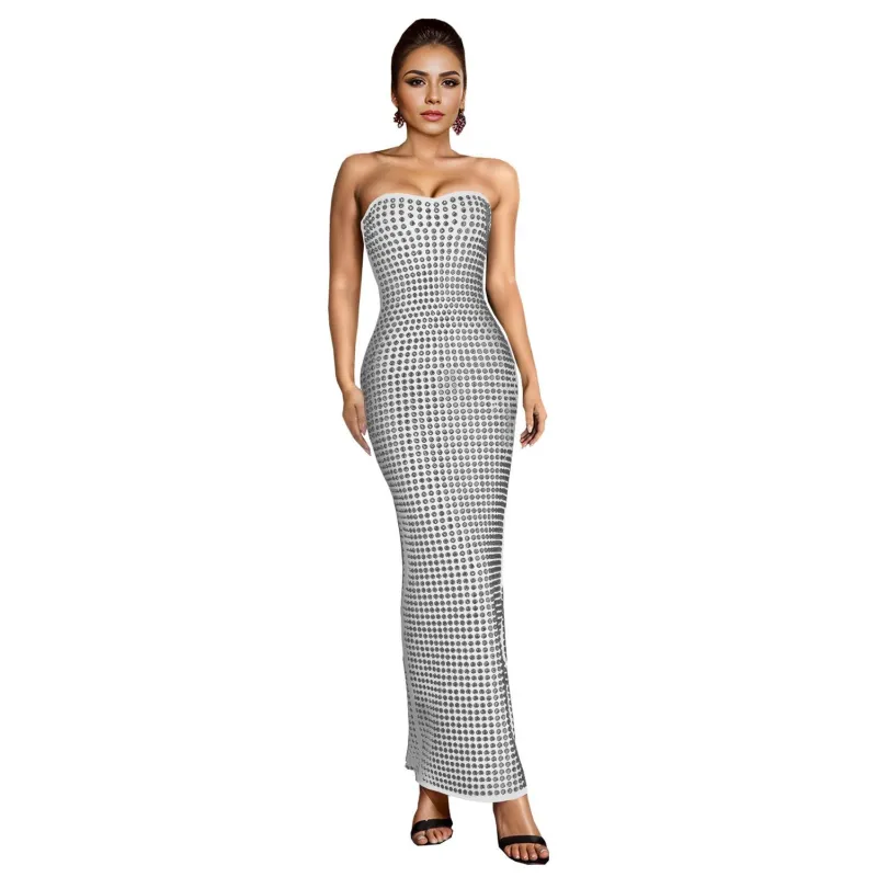 White Off the Shoulder Elegant Round Diamonds Split Sexy Prom Formal Dress