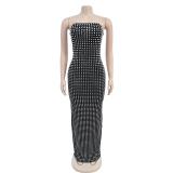 Black Off the Shoulder Elegant Women Diamonds Split Sexy Prom Formal Dress