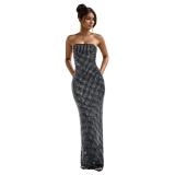Black Off the Shoulder Elegant Women Diamonds Split Sexy Prom Formal Dress
