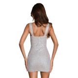 Black Straps Diamonds Evening Luxury Party Sexy Dress