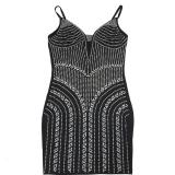 Black Halter Low Cut V Neck Rhinestones Sexy Bodycon Dress