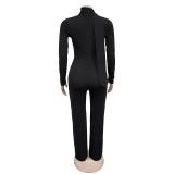 Black Women's Sexy V-Neck Off-Shoulder Beaded One-Piece Jumpsuit