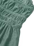 Green Off Shoulder Hollow Out Pleated Fashion Summer Midi Dress