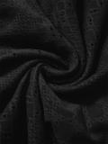Black Off Shoulder Hollow Out Pleated Fashion Summer Midi Dress