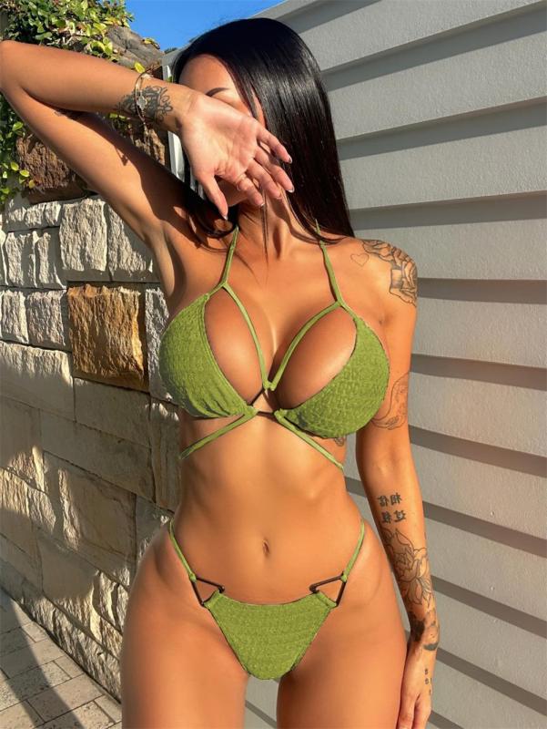 Green Women's Sexy Separate Snatched  Bikini Swimsuit