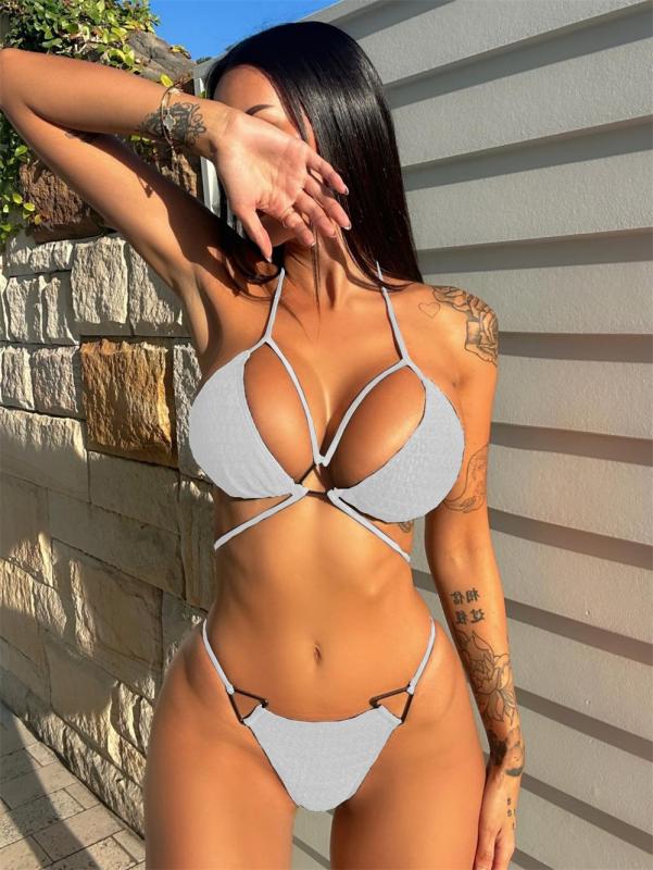 White Women's Sexy Separate Snatched  Bikini Swimsuit