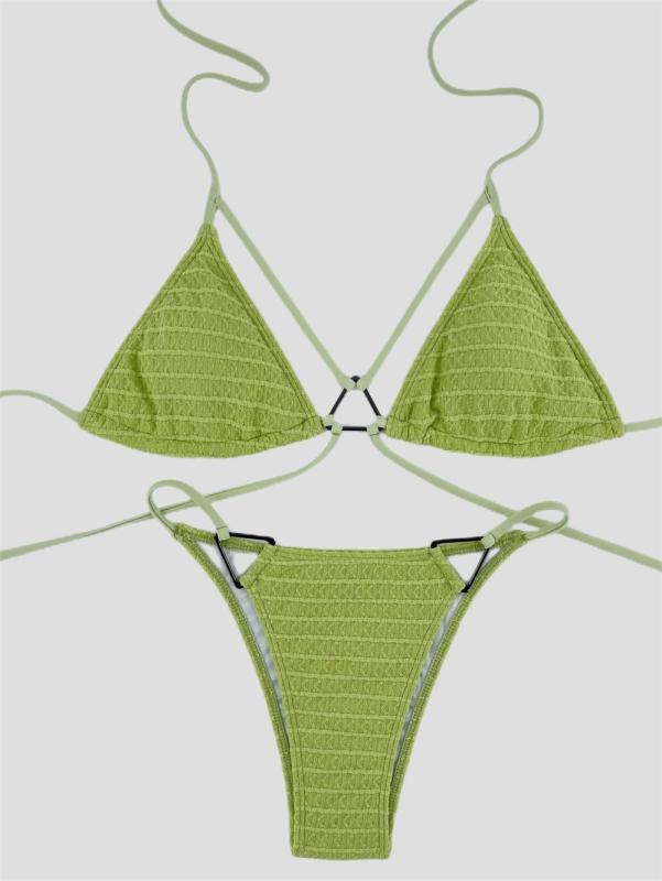 Green Women's Sexy Separate Snatched  Bikini Swimsuit