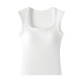 White Women's Camisole Padded One-piece Wide Shoulder Strap Vest