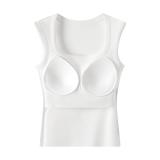 White Women's Camisole Padded One-piece Wide Shoulder Strap Vest