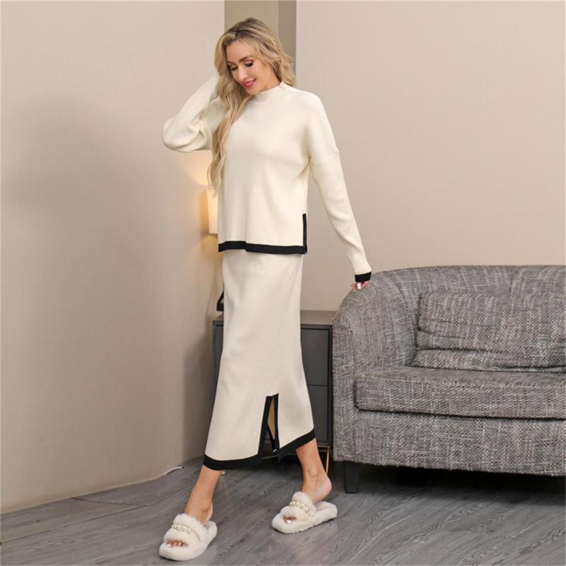 Apricot Women's Two Pieces Knitted Pullover Casual Office Lady Formal Skirt Dress Set