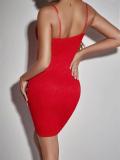 Red Straps Low Cut Lace Underwire Bodycon Elegant Sexy Mini Dress