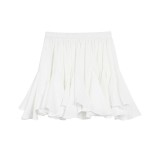 White Pleated Mesh Women Cute Skirt with Lining