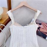 White Straps Low Cut V Neck Peals Tassels Bodycon Pleated Women Formal Mini Dress