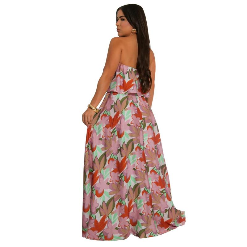 Red Off Shoulder Printed Ruffles Fashion Floral Maxi Dress