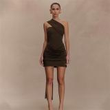 Sky Blue Mesh Ribbon Off Shoulder Pleated Elegant Bodycon Mini Dress