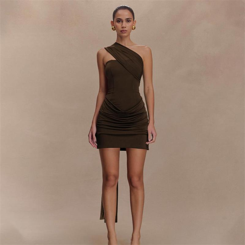 Sky Blue Mesh Ribbon Off Shoulder Pleated Elegant Bodycon Mini Dress